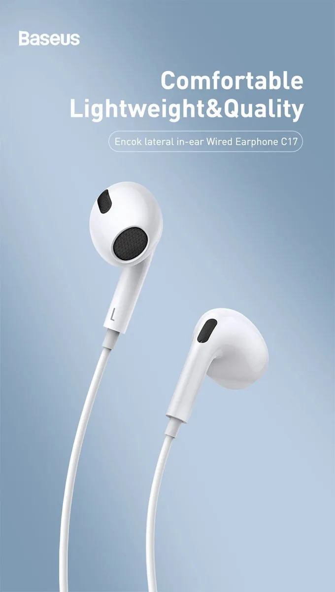 Baseus C17 Type-C In-Ear Koptelefoon - Wit - afbeelding 3 van 6