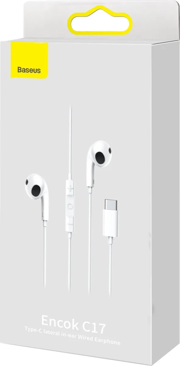 Baseus C17 Type-C In-Ear Koptelefoon - Wit - afbeelding 5 van 6