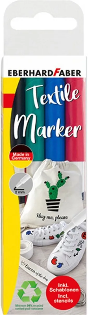 Eberhard Faber Textielmarker EF-578204 - 8 Stuks (4x2) - Assorti