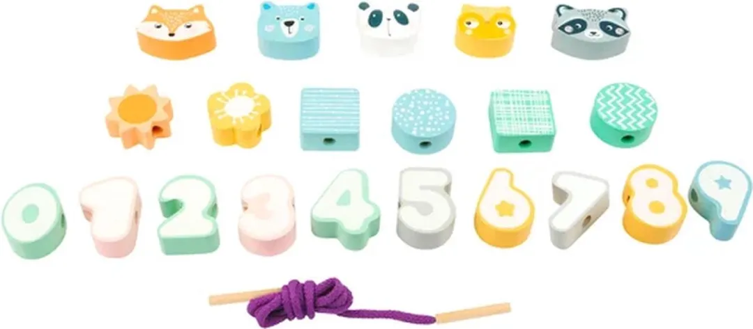 Small Foot Houten Rijgsspel Dieren & Cijfers 22-delig - Multicolor