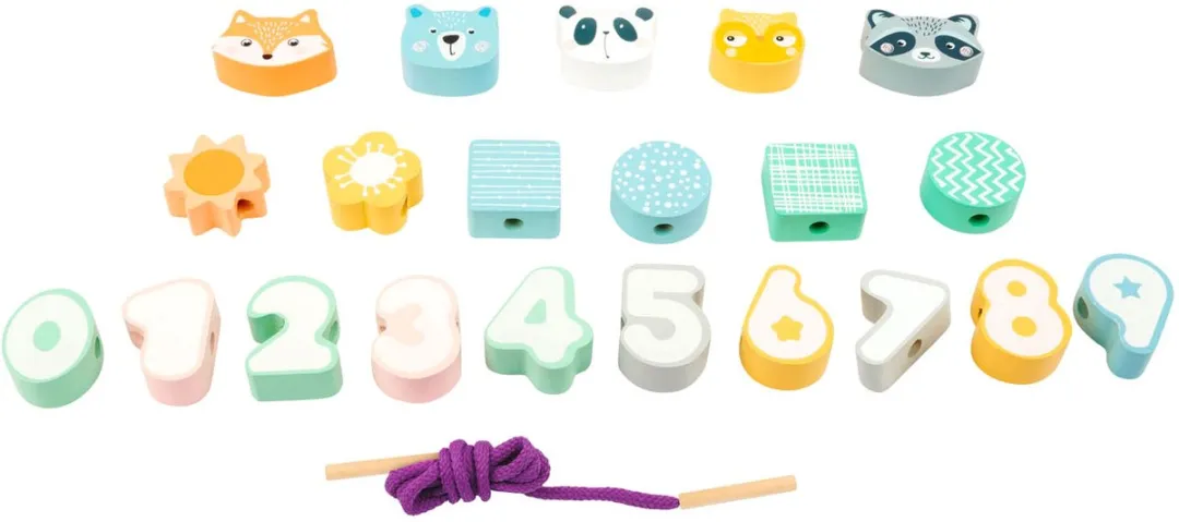 Small Foot Houten Rijgsspel Dieren & Cijfers 22-delig - Multicolor