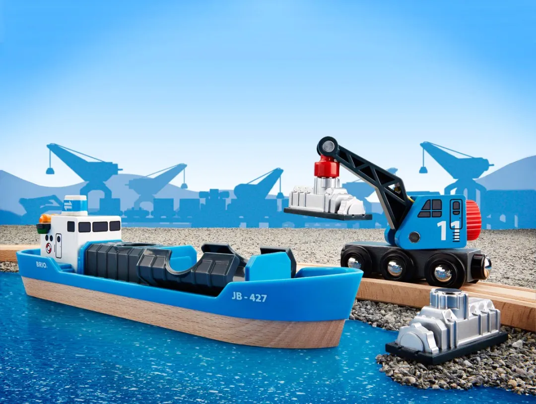BRIO Containerschip met Kraanwagen 33534 - Blauw