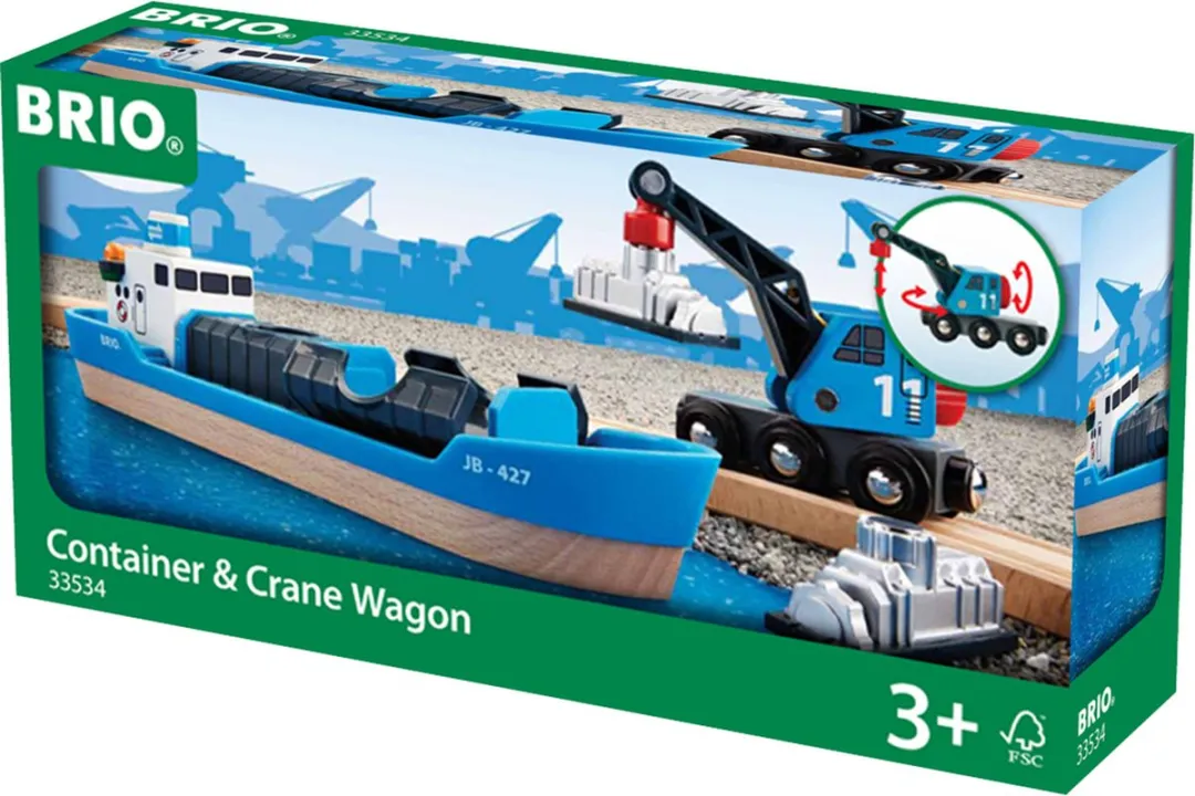 BRIO Containerschip met Kraanwagen 33534 - Blauw