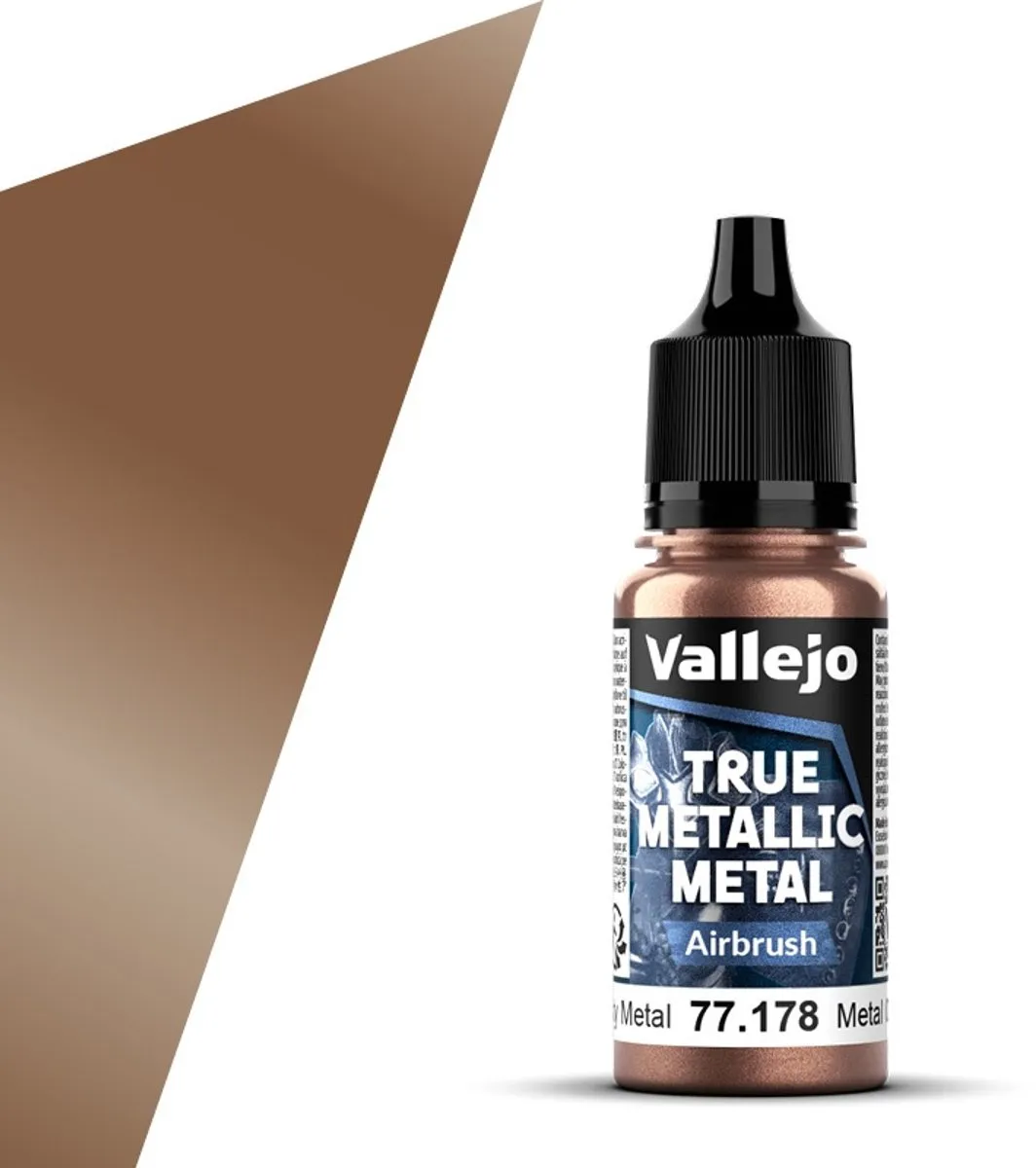 Vallejo Hobbyverf Acrylverf - 77178 True Metallic Metal - Airbrush - Roestig Metaal - Acryl - Verf flesje - 1x 18 ml