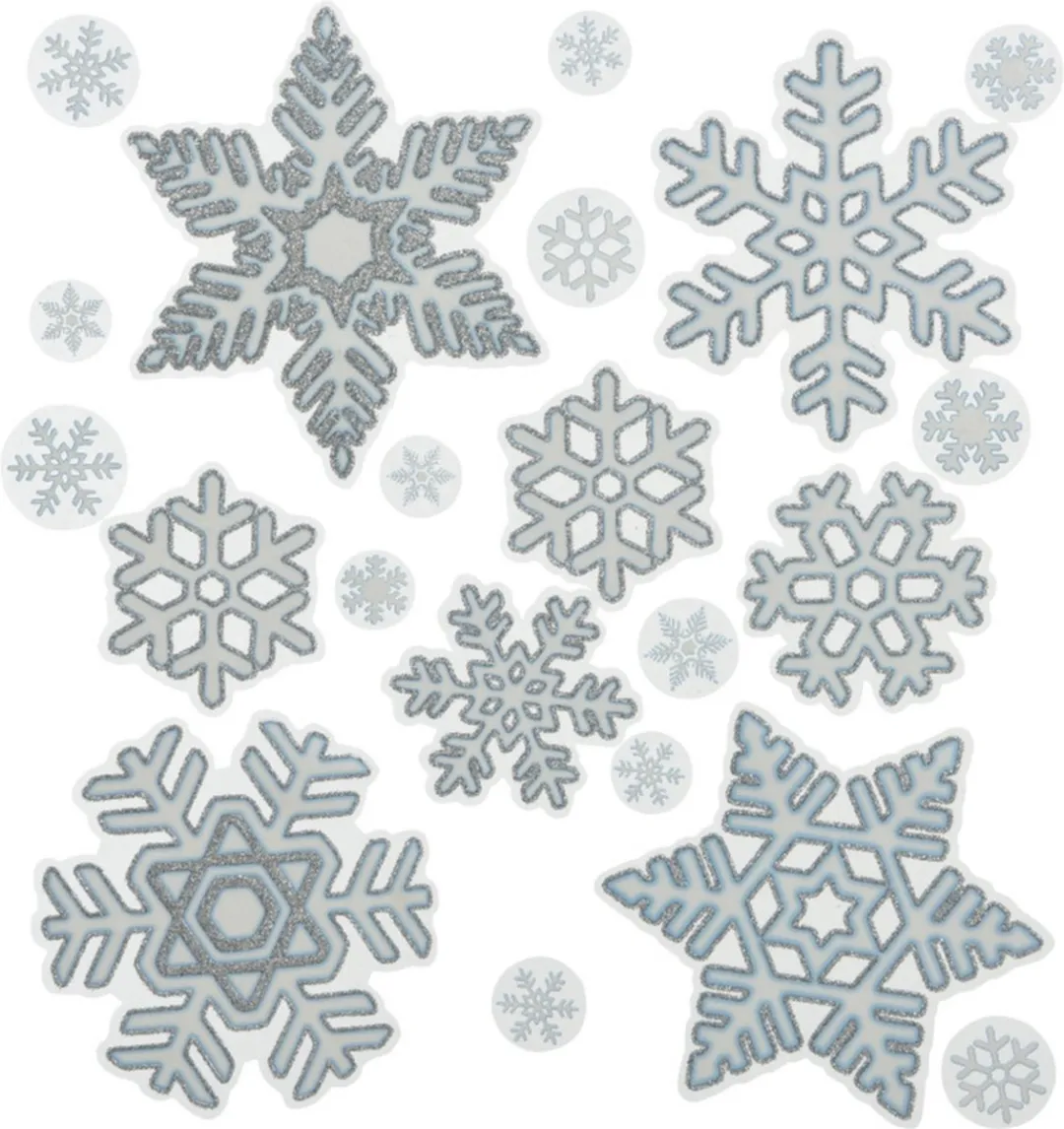Decoris Kerst Raamstickers Sneeuwvlokken 30x46cm - Wit