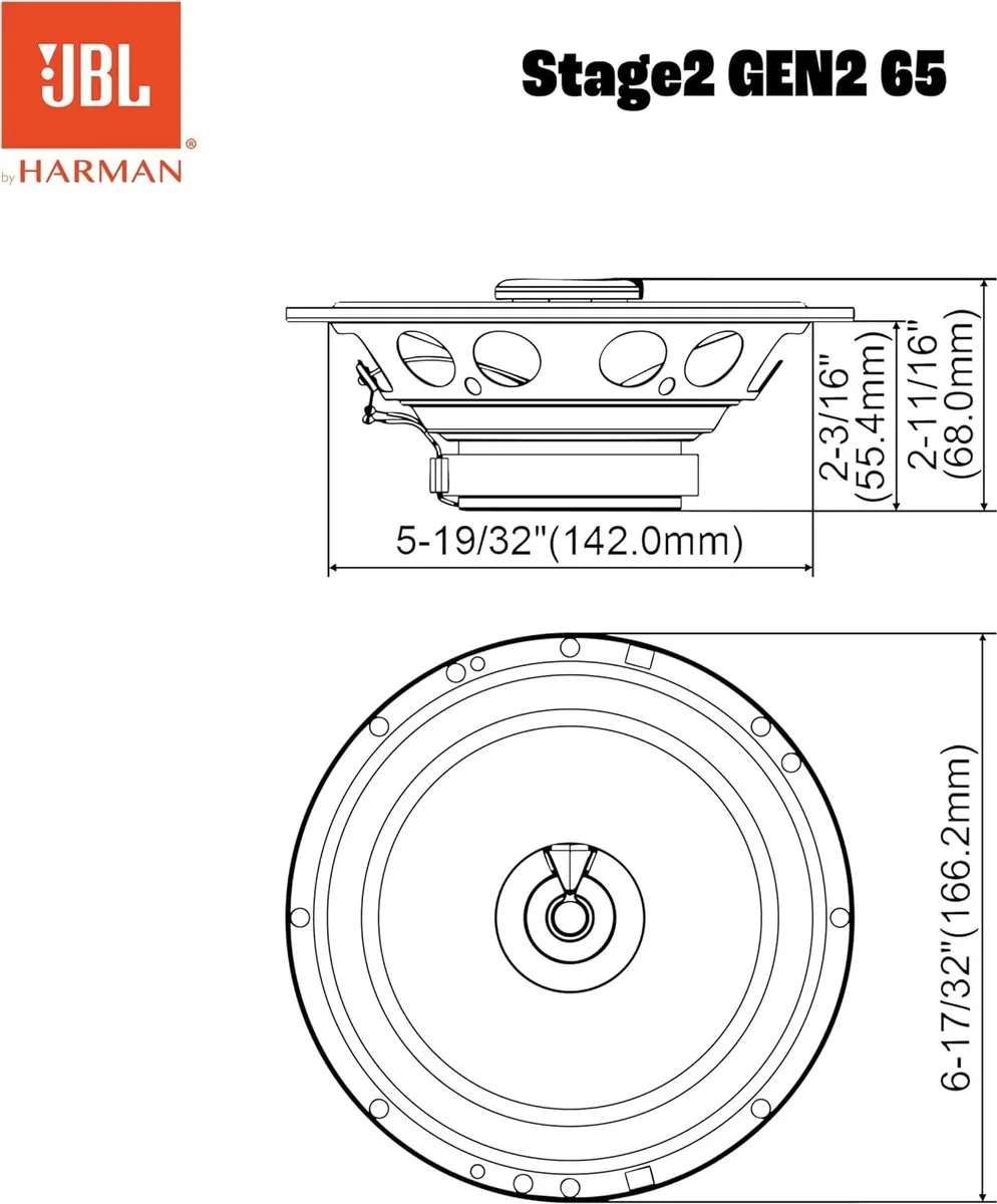 JBL Stage2 Gen2 65 Autospeakers - 480W - 2-delig - Zwart - afbeelding 6 van 6