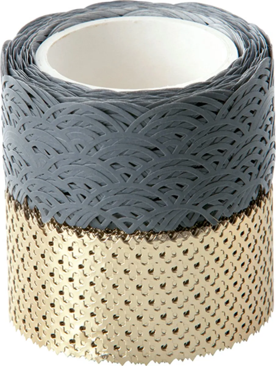 Folia Washi Tape Grijs/Goud 5m