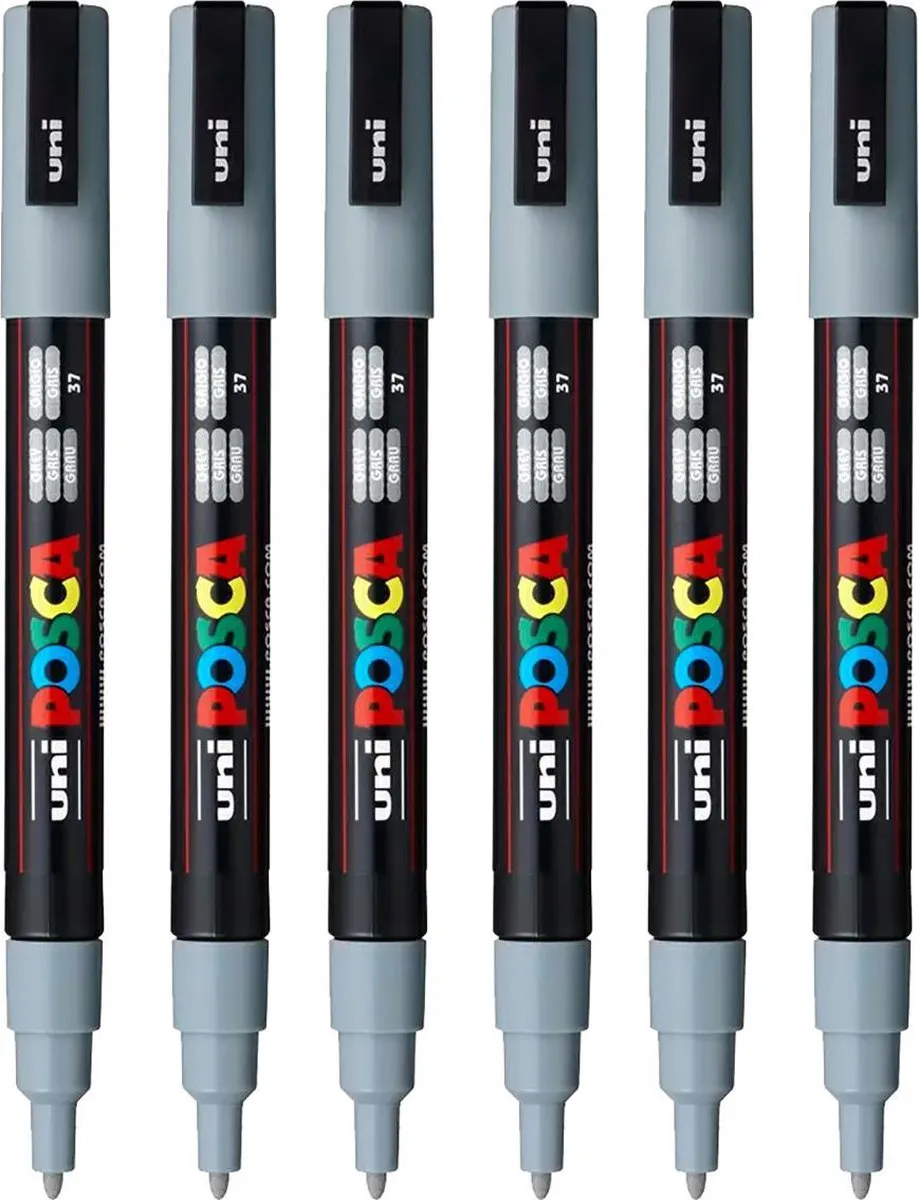 Posca PC-3M Markeerstift - 6 Stuks - Grijs