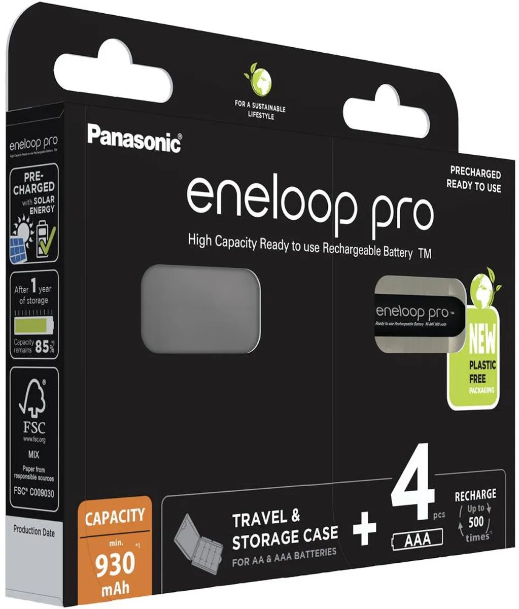 Panasonic Eneloop Pro AAA 2500mAh - 4 Stuks (Blister + Doos)
