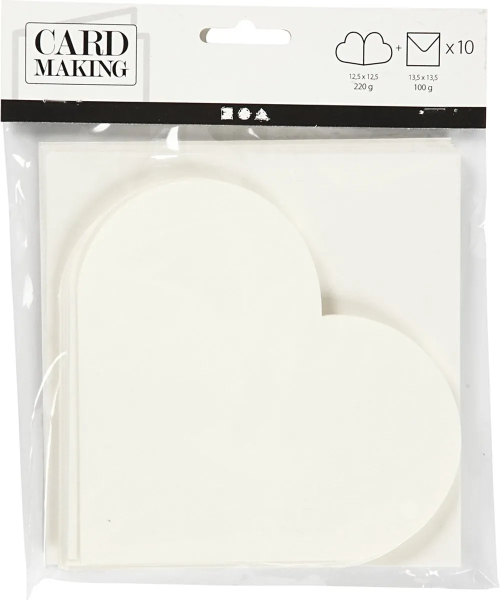 Creativ Company Hart Kaarten & Enveloppen 12,5x12,5cm - 10 Stuks