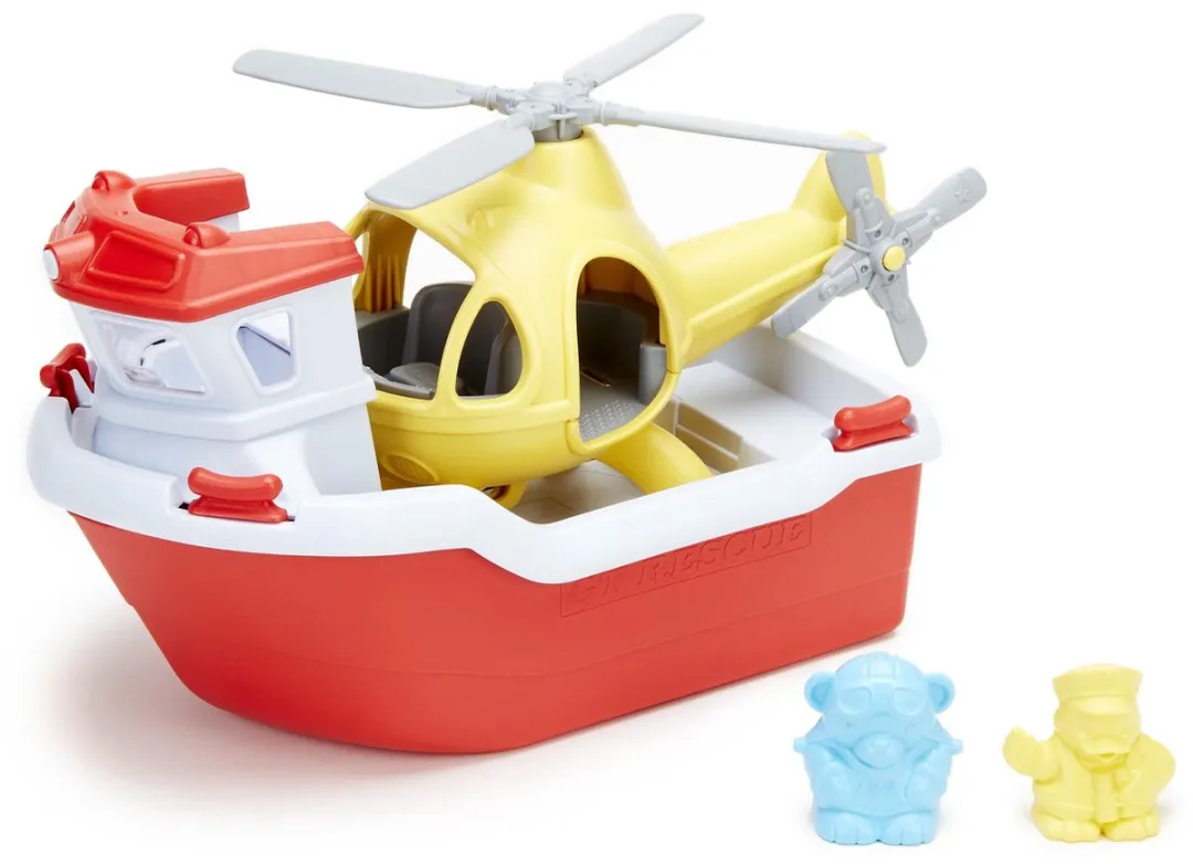 Speelgoed reddingsboot met helicopter - Green Toys