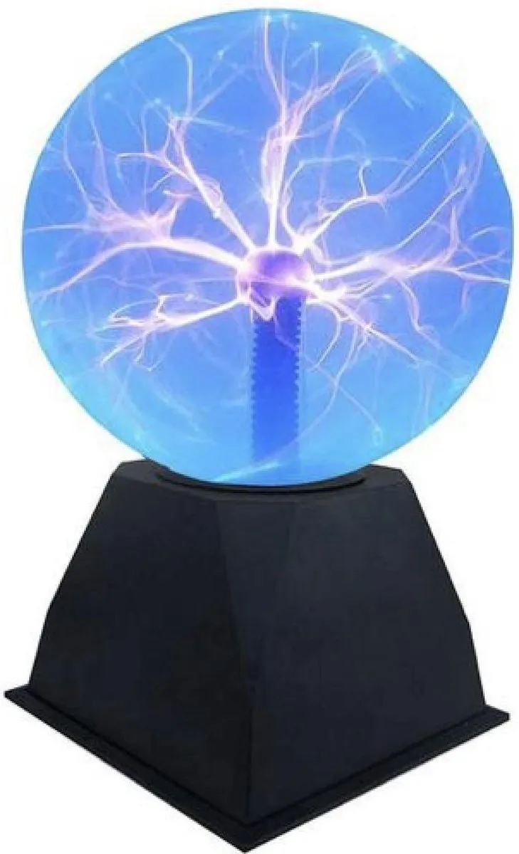 Plasma Lamp 20 cm – Blauwe Plasma Ball met Geluidssensor – Aanraakgevoelig Lichteffect