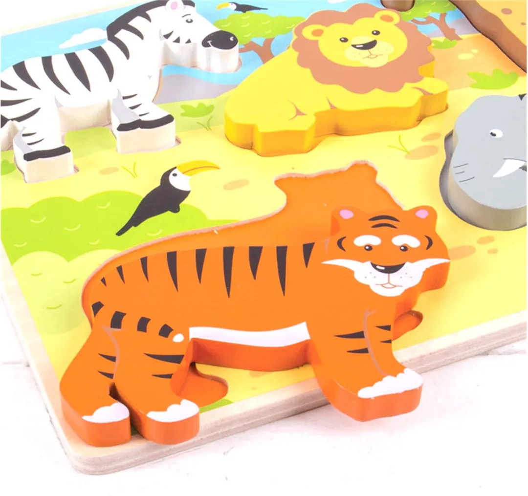 BigJigs Houten Puzzel Safari BJ327 - 5 Stuks - Multicolor