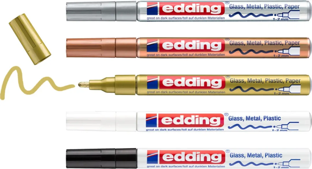 edding E-751 Glanslakmarkers - 5 Metallic Stiften - 1-2mm