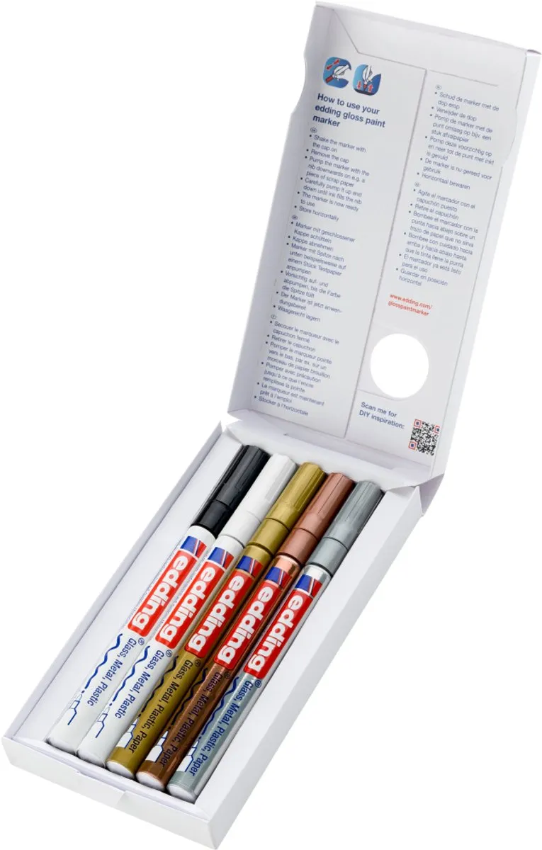 edding E-751 Glanslakmarkers - 5 Metallic Stiften - 1-2mm