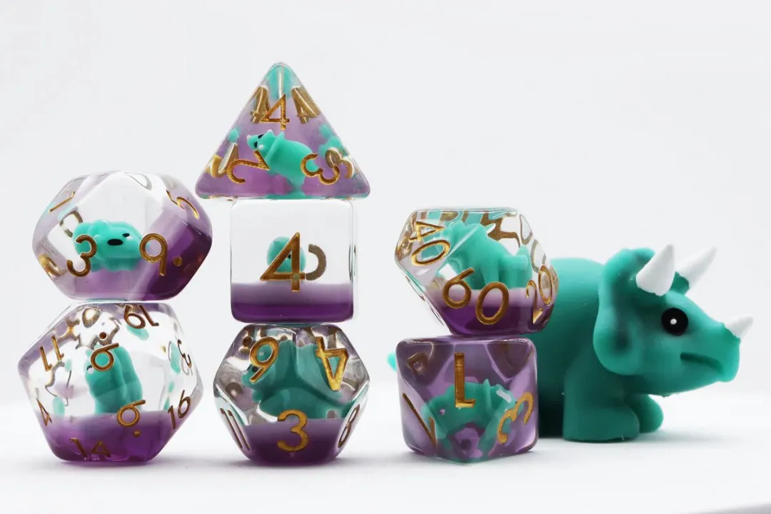 Foam Brain Games dobbelstenen set groen Triceratops RPG - roleplay.