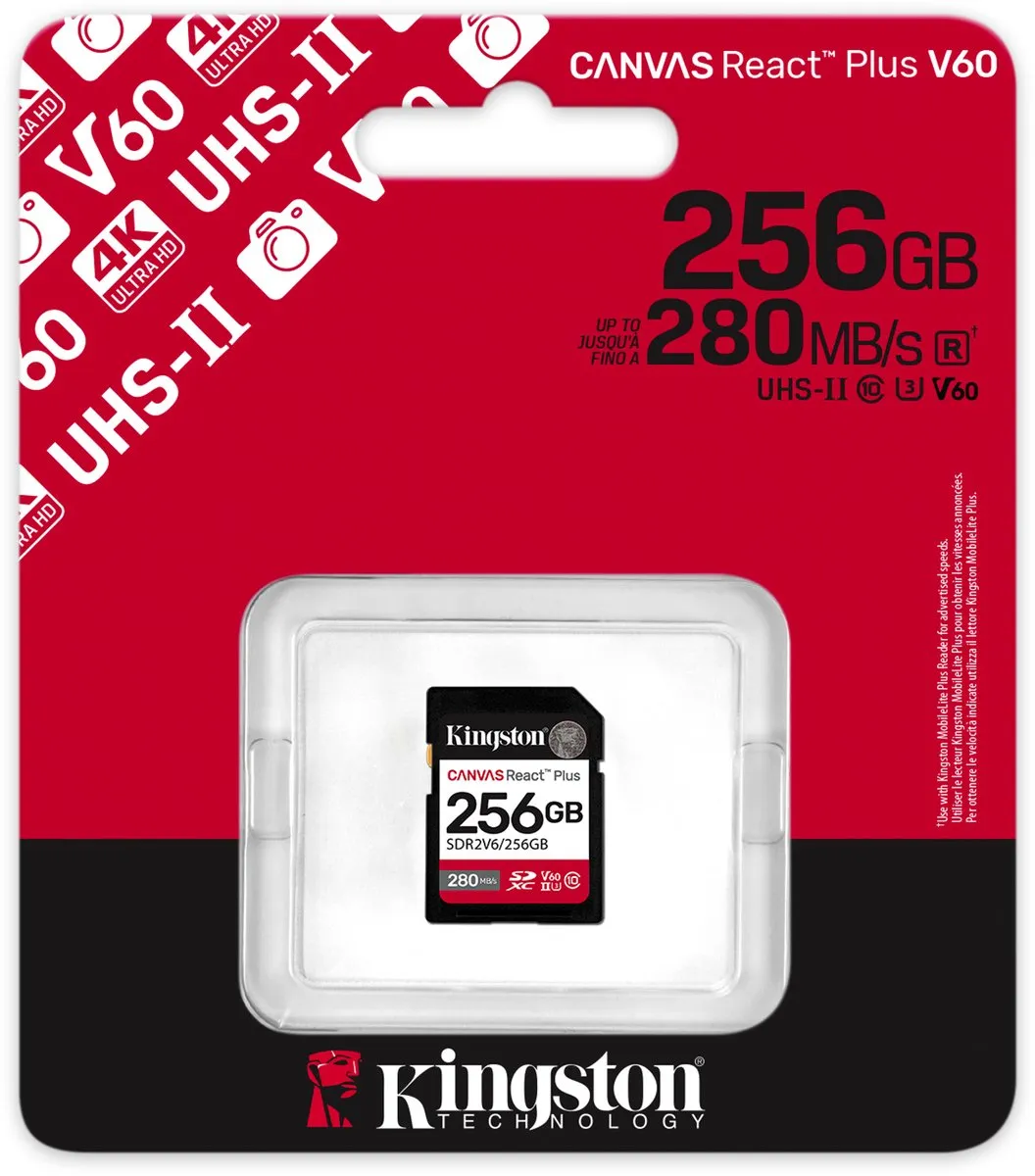 Kingston Canvas React Plus SDR2V6/256GB Geheugenkaart 256GB