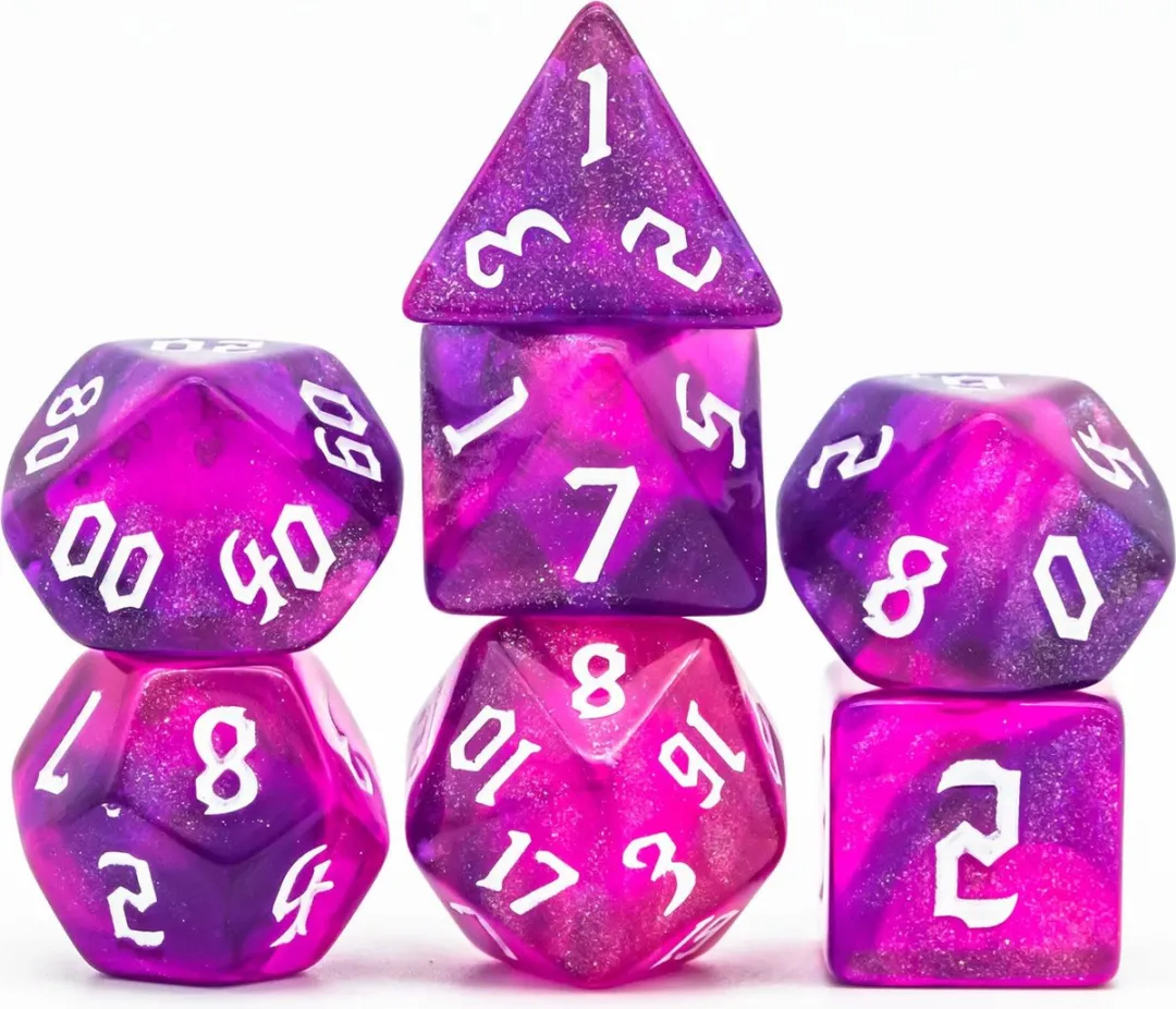 Lapi Toys D&D Polydice Set 7 Stuks - Acryl - Roze/Paars