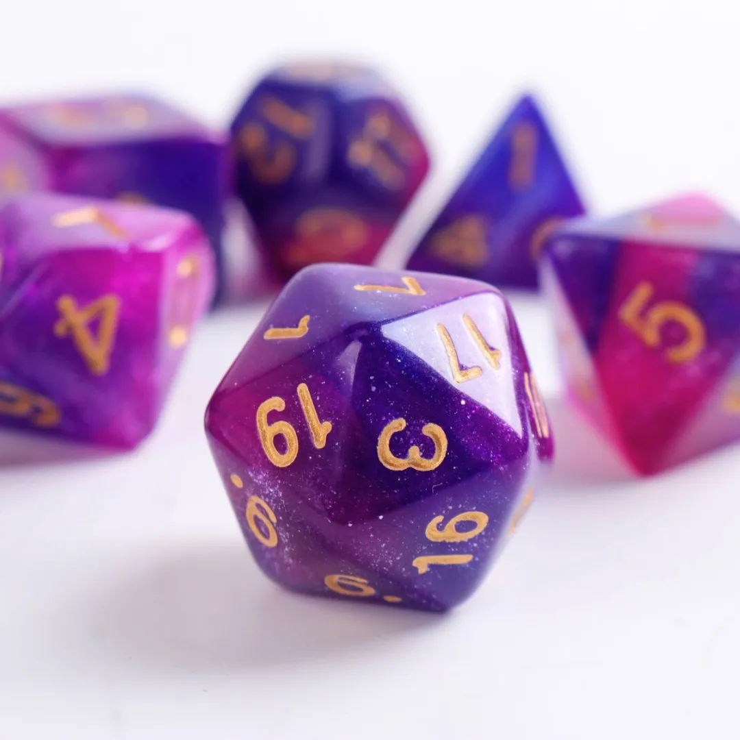 Lapi Toys D&D Polydice Set 7 Stuks - Acryl - Roze/Paars