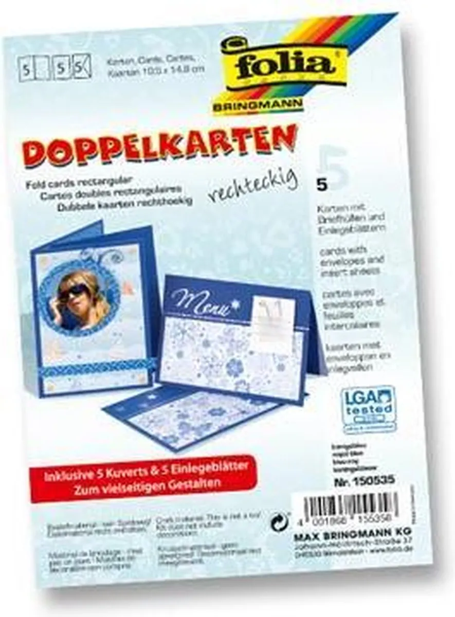 Folia Wenskaart Blauw 10,5x15cm