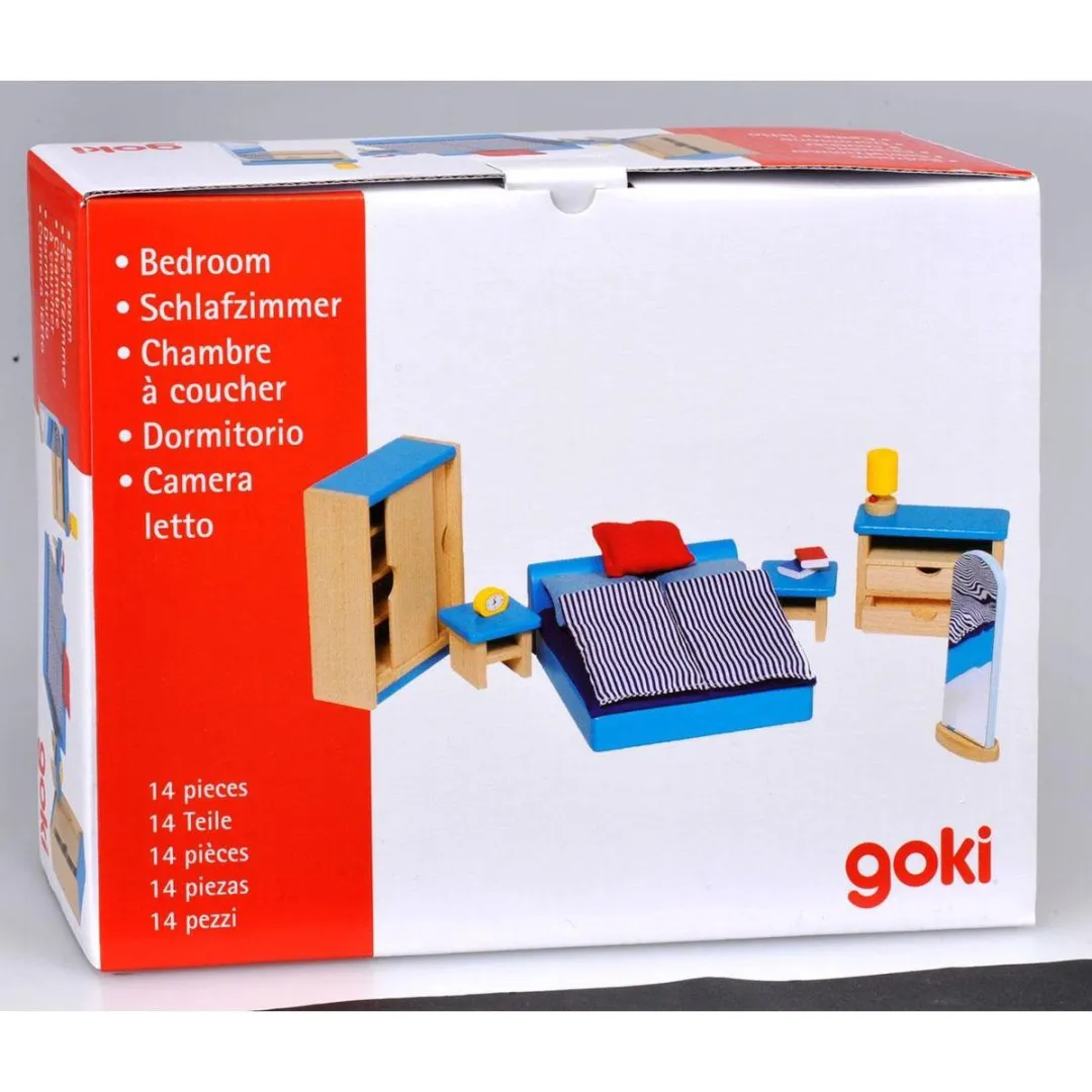 Goki Moderne Slaapkamer Poppenhuismeubeltjes 14-delig - Blauw