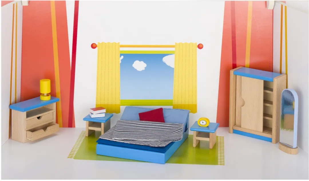 Goki Moderne Slaapkamer Poppenhuismeubeltjes 14-delig - Blauw