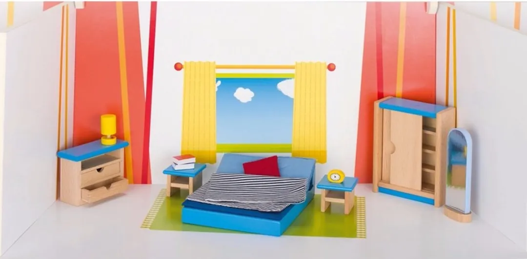 Goki Moderne Slaapkamer Poppenhuismeubeltjes 14-delig - Blauw