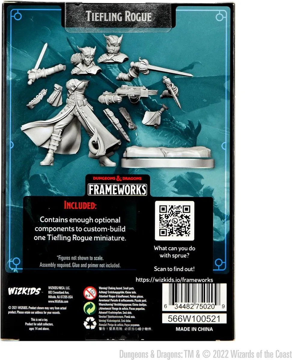 Wizkids D&D Frameworks Tiefling Rogue Vrouwelijk - Grijs
