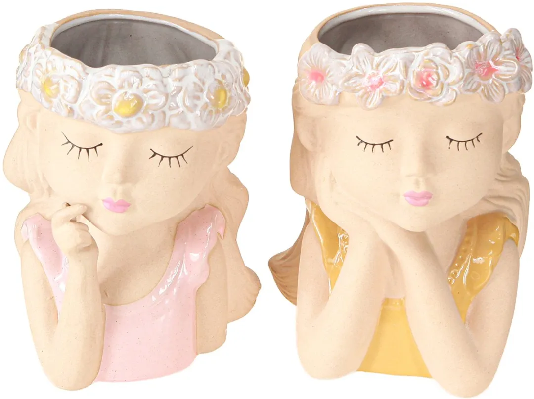 Kaemingk Bloempot Dreaming Girl Keramiek