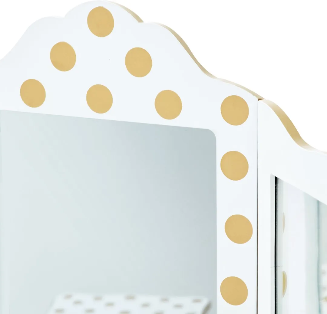 Teamson Kids Houten Kaptafel Polka Dot - Wit/Goud