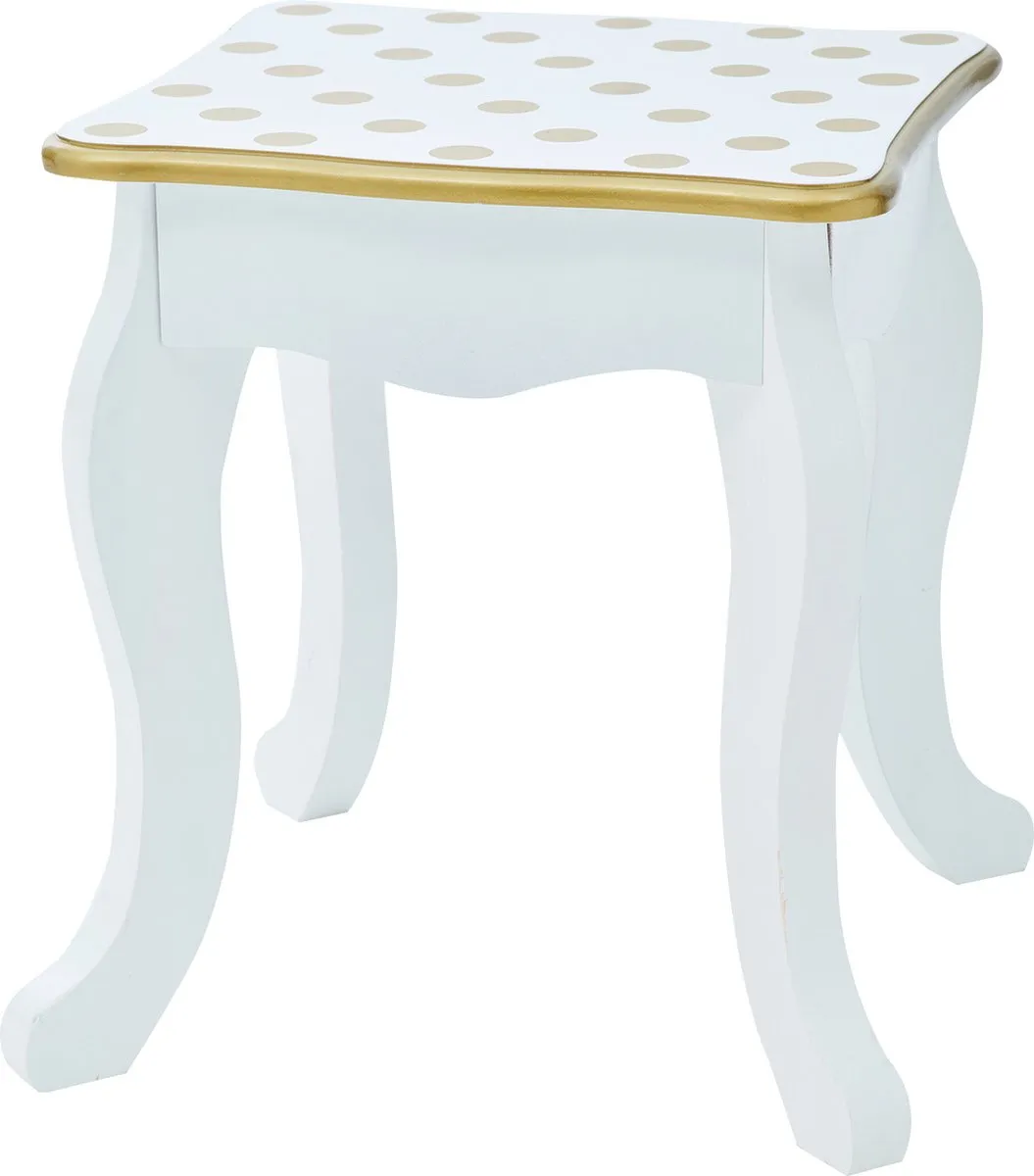 Teamson Kids Houten Kaptafel Polka Dot - Wit/Goud