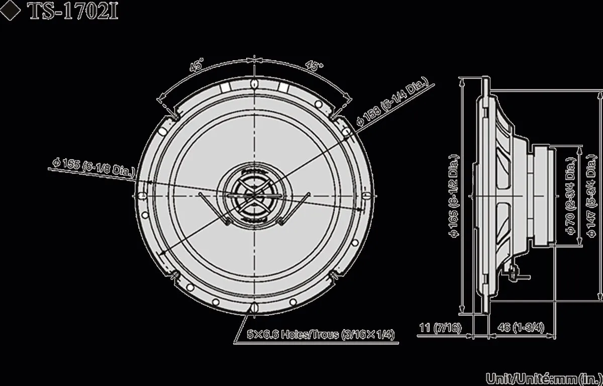 Pioneer TS-1702i 2-Weg Luidsprekers - 170W - 2 Stuks - Zwart