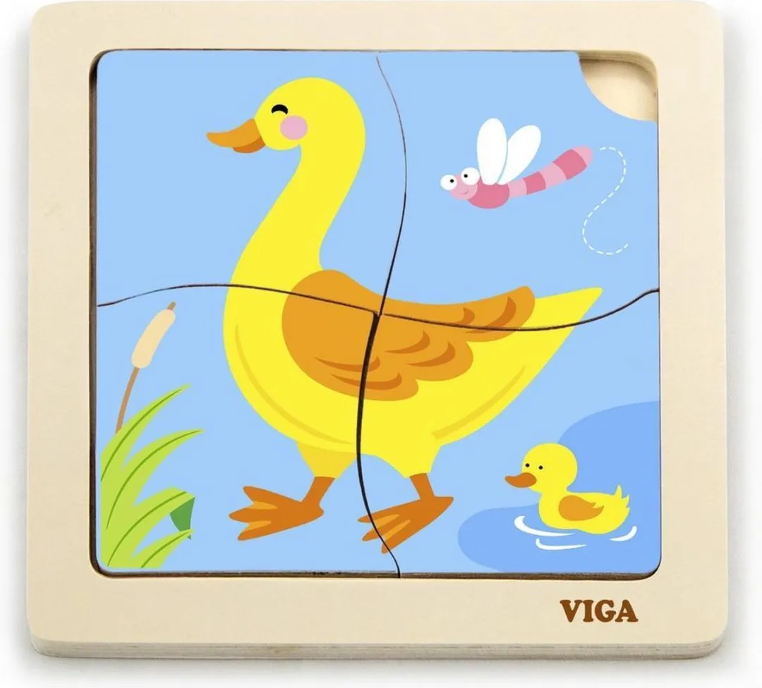 Viga Toys Legpuzzel Eend Junior 15 Cm Hout 4 Stukjes