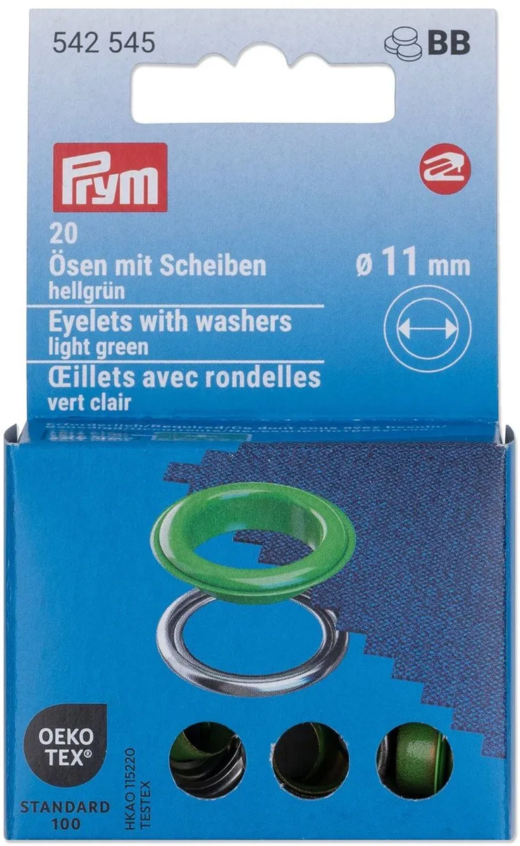 Prym Ringen met schijven 11mm - 20 Stuks - Lichtgroen