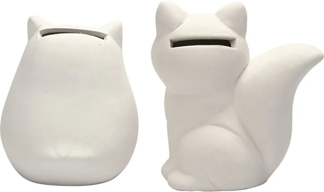 Creativ Company Vos & Uil Spaarpotten 10cm - Wit - 2 Stuks