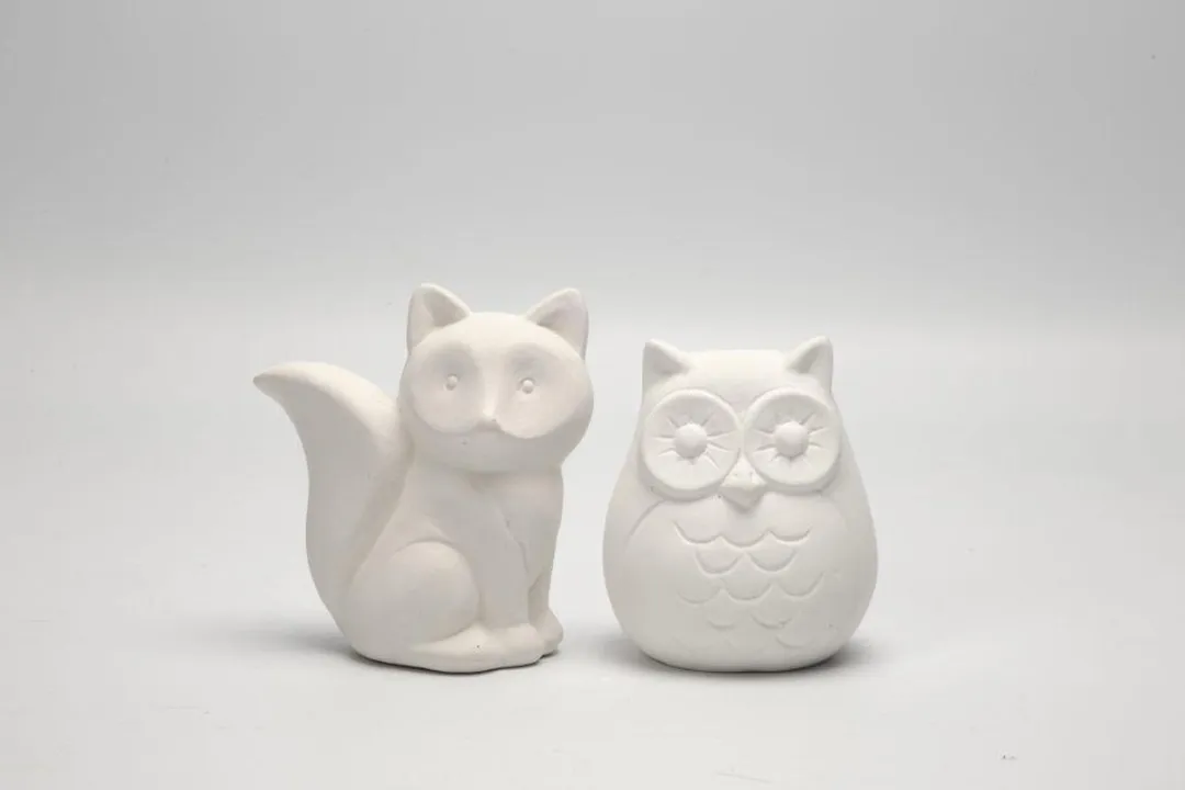 Creativ Company Vos & Uil Spaarpotten 10cm - Wit - 2 Stuks