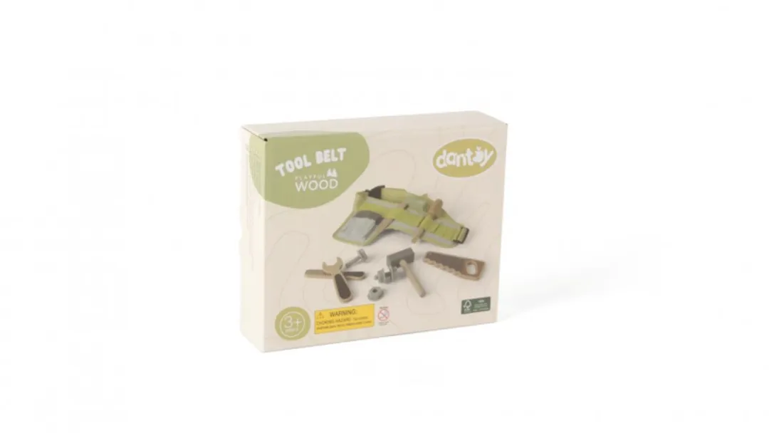 Dantoy houten gereedschapsgordel speelgoed set 11-delig in doos.