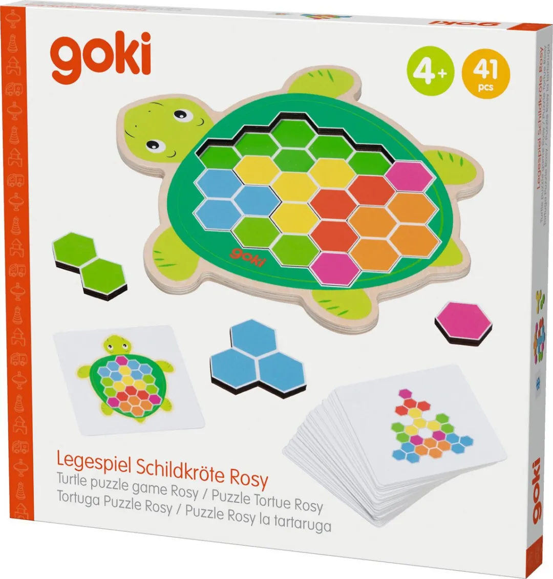 Goki Puzzle Turtle Rosy 4-delig - Multicolor