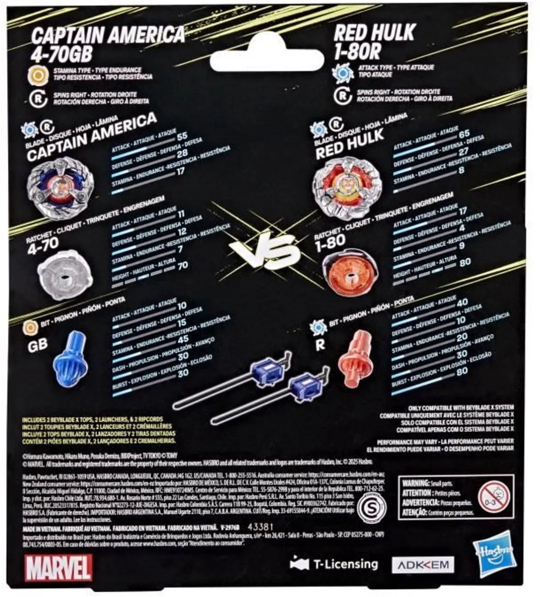 Hasbro Beyblade X Marvel Captain America vs. Red Hulk - Multi