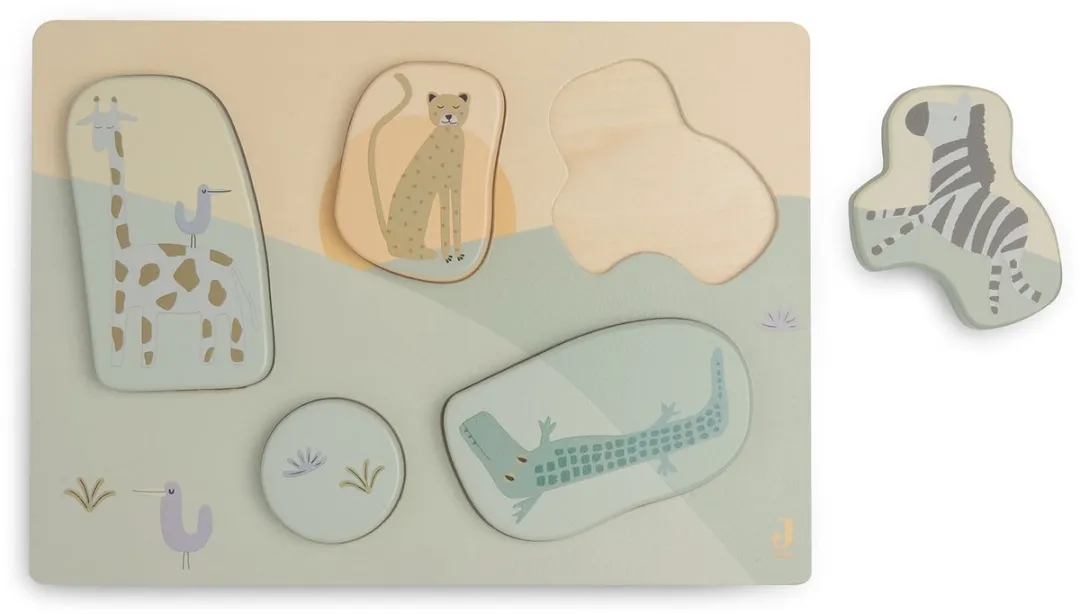 Jollein Houten Puzzel Jungle Jambo - 5 Stuks - FSC