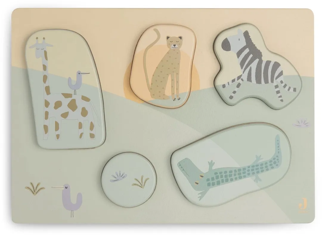 Jollein Houten Puzzel Jungle Jambo - 5 Stuks - FSC