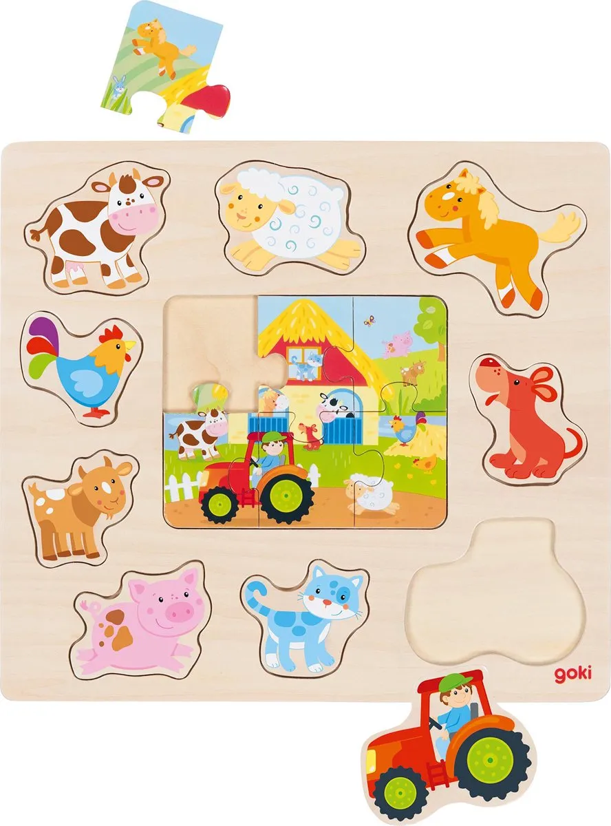 Goki Boerderijdieren Inlegpuzzel 15 Stuks