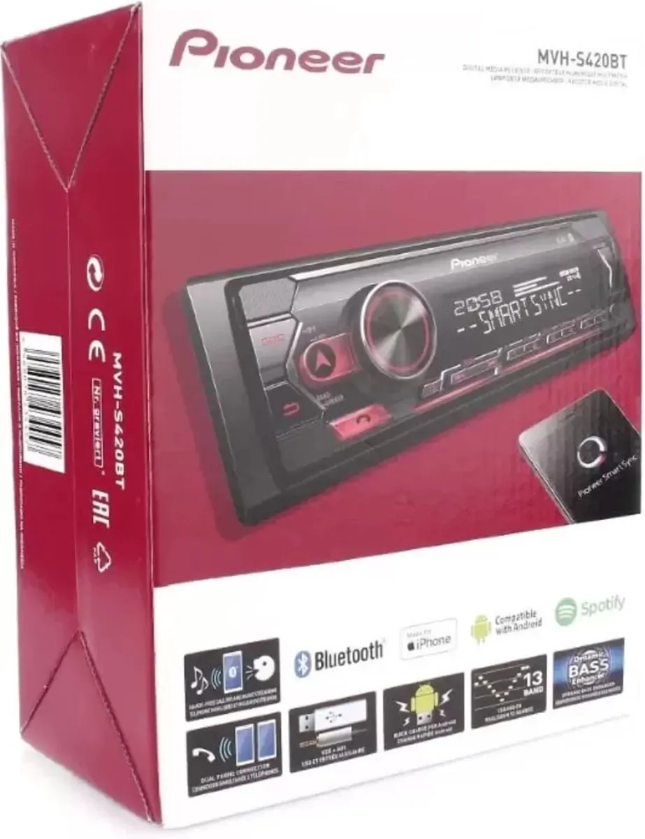Pioneer MVH-S420BT Autoradio Enkel DIN - 4x50W - Rood - afbeelding 6 van 6