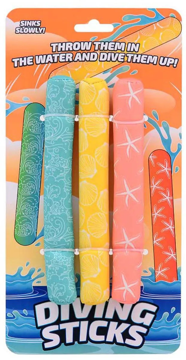 Johntoy Duikstaven 20x2.5cm - 3 Stuks - Verschillende kleuren