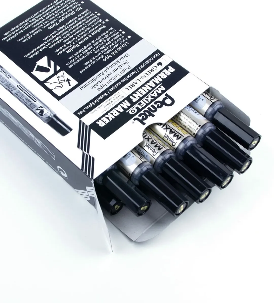 Pentel NLF50 Maxiflo Viltstiften - 12 Stuks Zwart