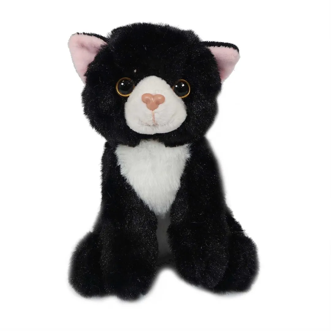 PIA Pluche Kat Knuffels - 2 Stuks 14cm - Zwart/Wit