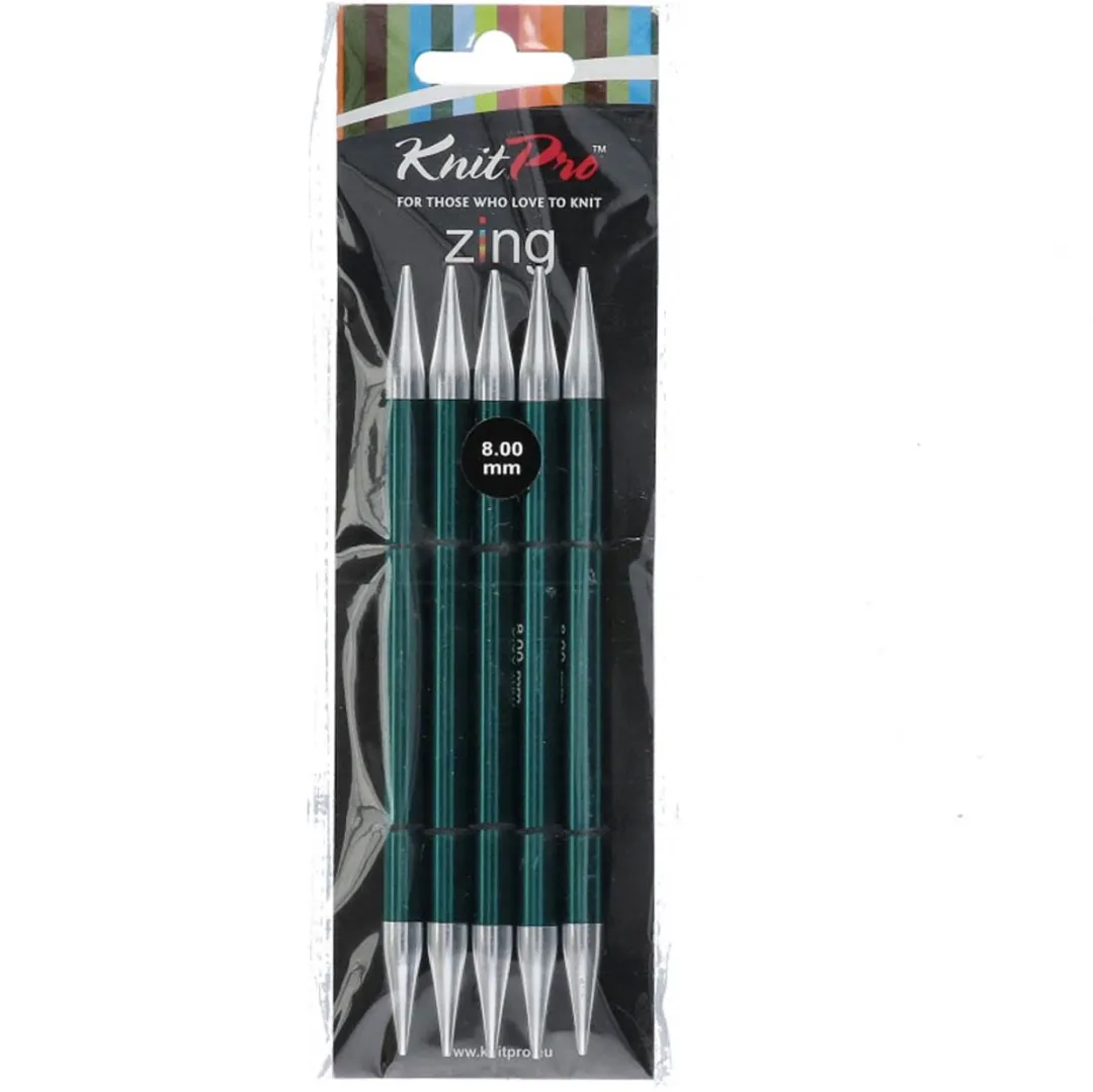 KnitPro Zing Sokkennaalden 8.00mm - 15cm - 5 Stuks Multikleur