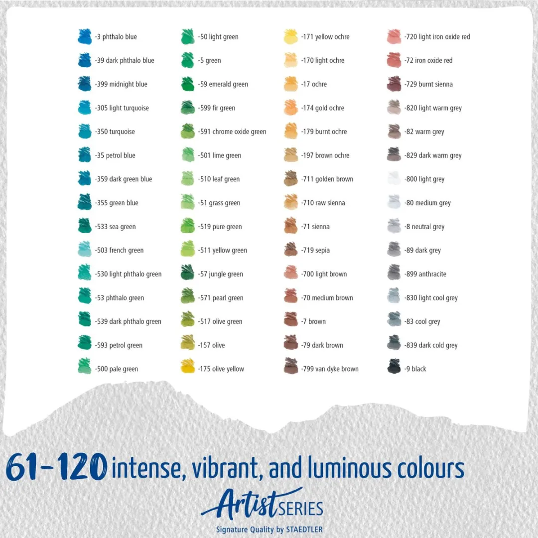 STAEDTLER Mars Lumograph Artist Series Aquarelset 120 Kleuren - Metaal - afbeelding 6 van 6