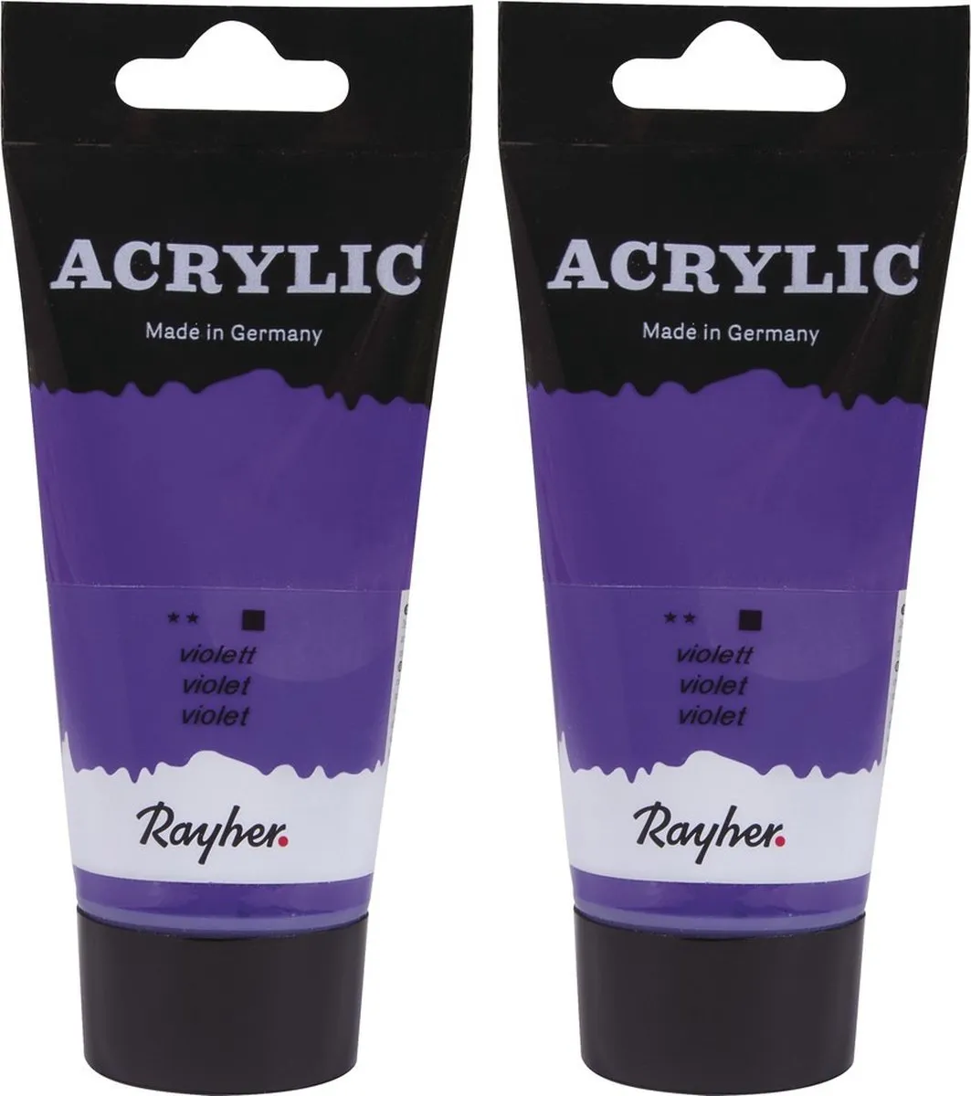 Rayher hobby Acrylverf op waterbasis - paars - 75 ml - Schilderen/knutselen - Voor kinderen en volwassenen