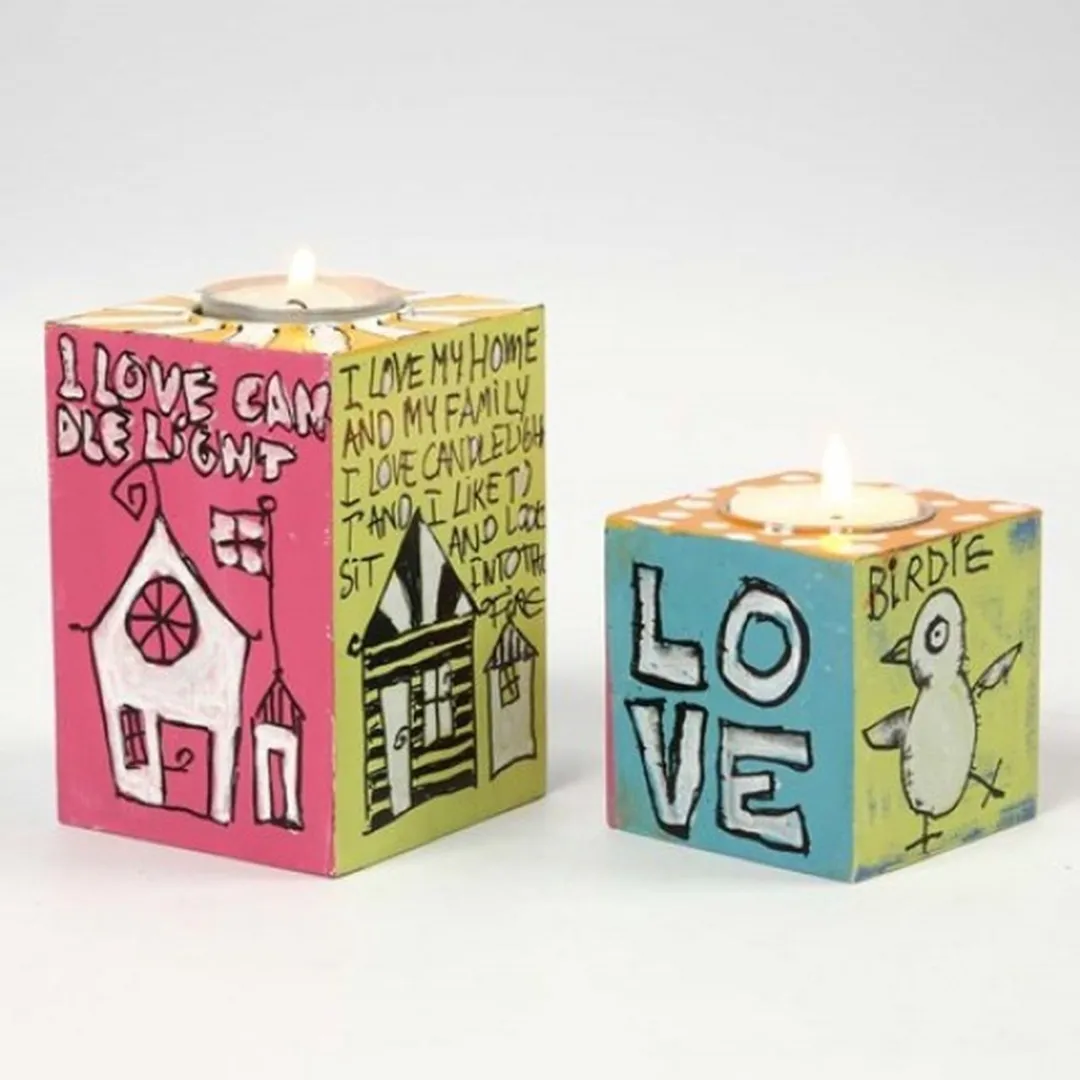 Creativ Company MDF Waxinelichthouder 7x7cm - Bruin
